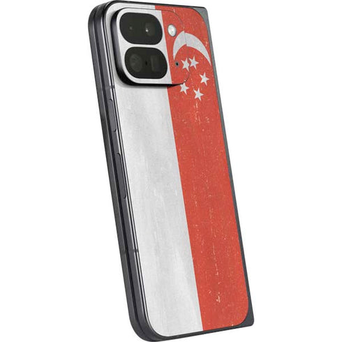 Singapore Flag Distressed Google Pixel 9 Pro Fold Skin
